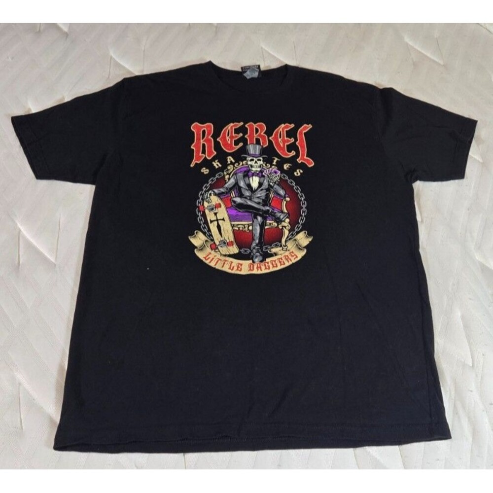 Rebel Skates "Little Daggers" Portland Oregon Skateboards T-Shirt Size XL Black